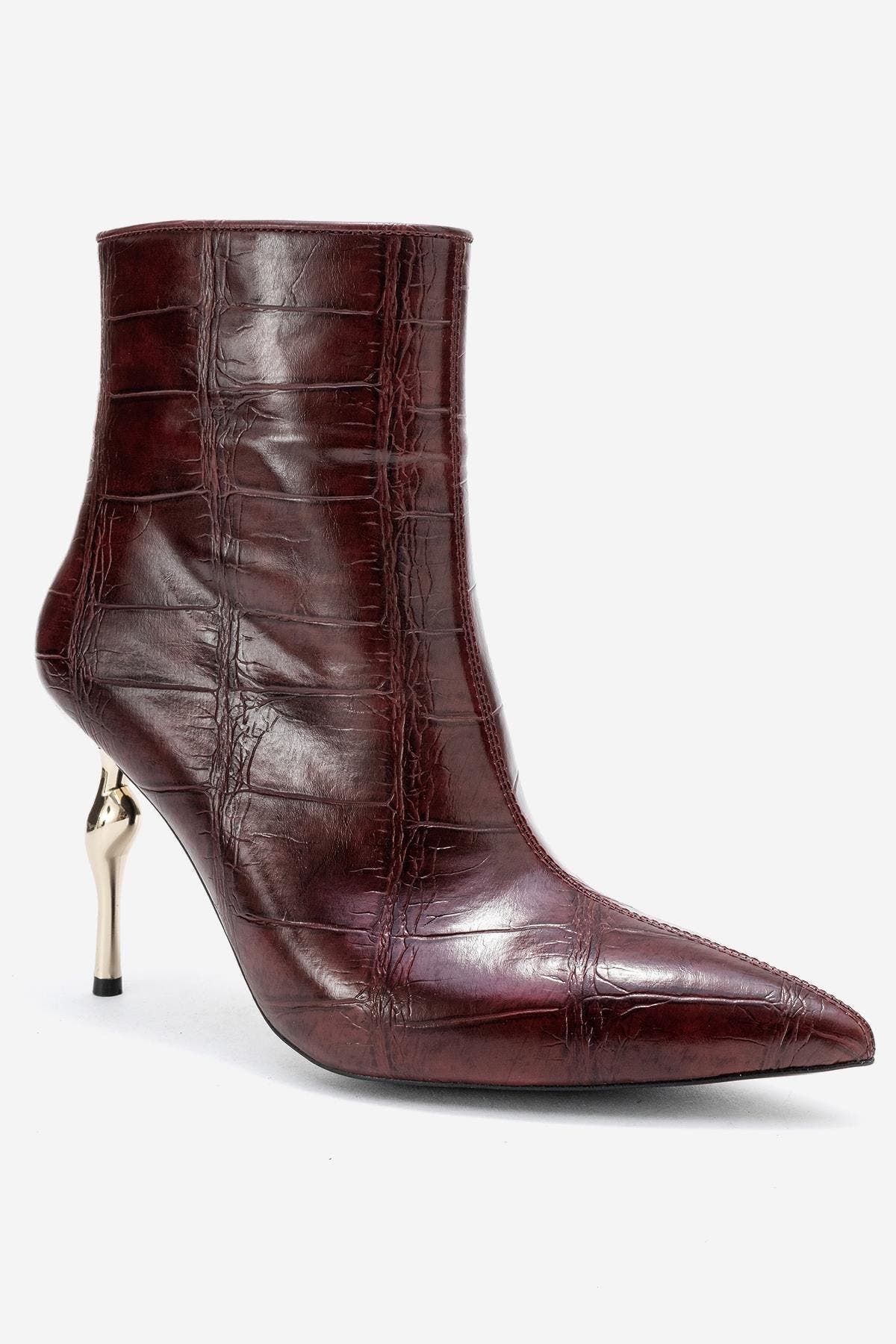  Burgundy Print Faux Leather