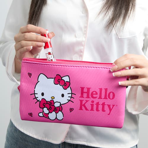 Hello Kitty Pink Neoprene Zip Pouch Makeup Bag For Travel In Pink