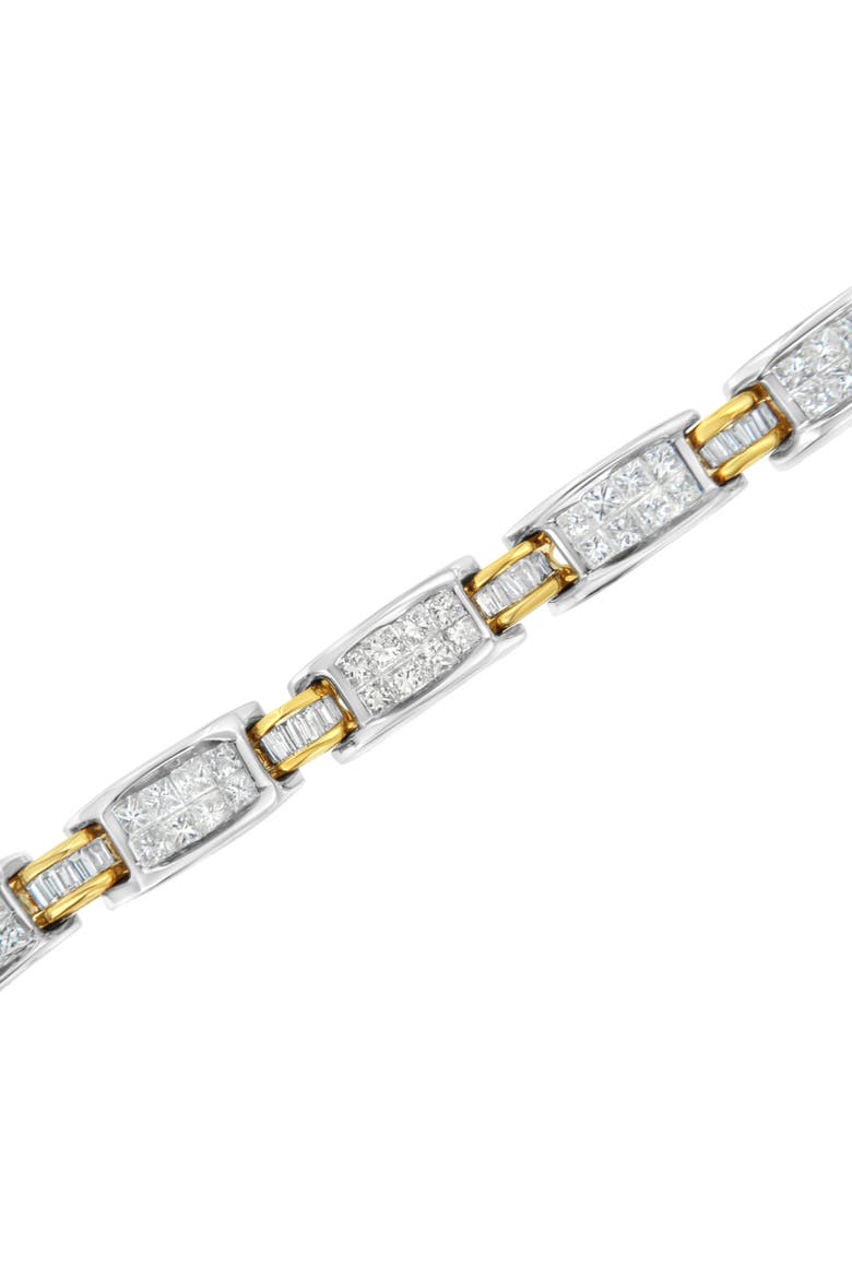 14K Two-Tone Gold 3.00 cttw Diamond Link Bracelet, Alternate, color, Yellow
