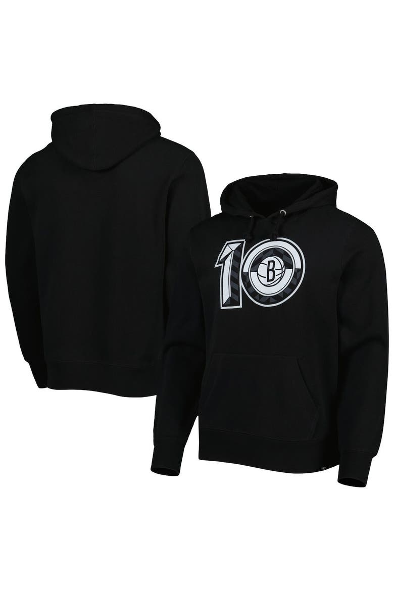 Men's '47 Black Brooklyn Nets 10th Anniversary Headline Pullover Hoodie, Main, color, Black