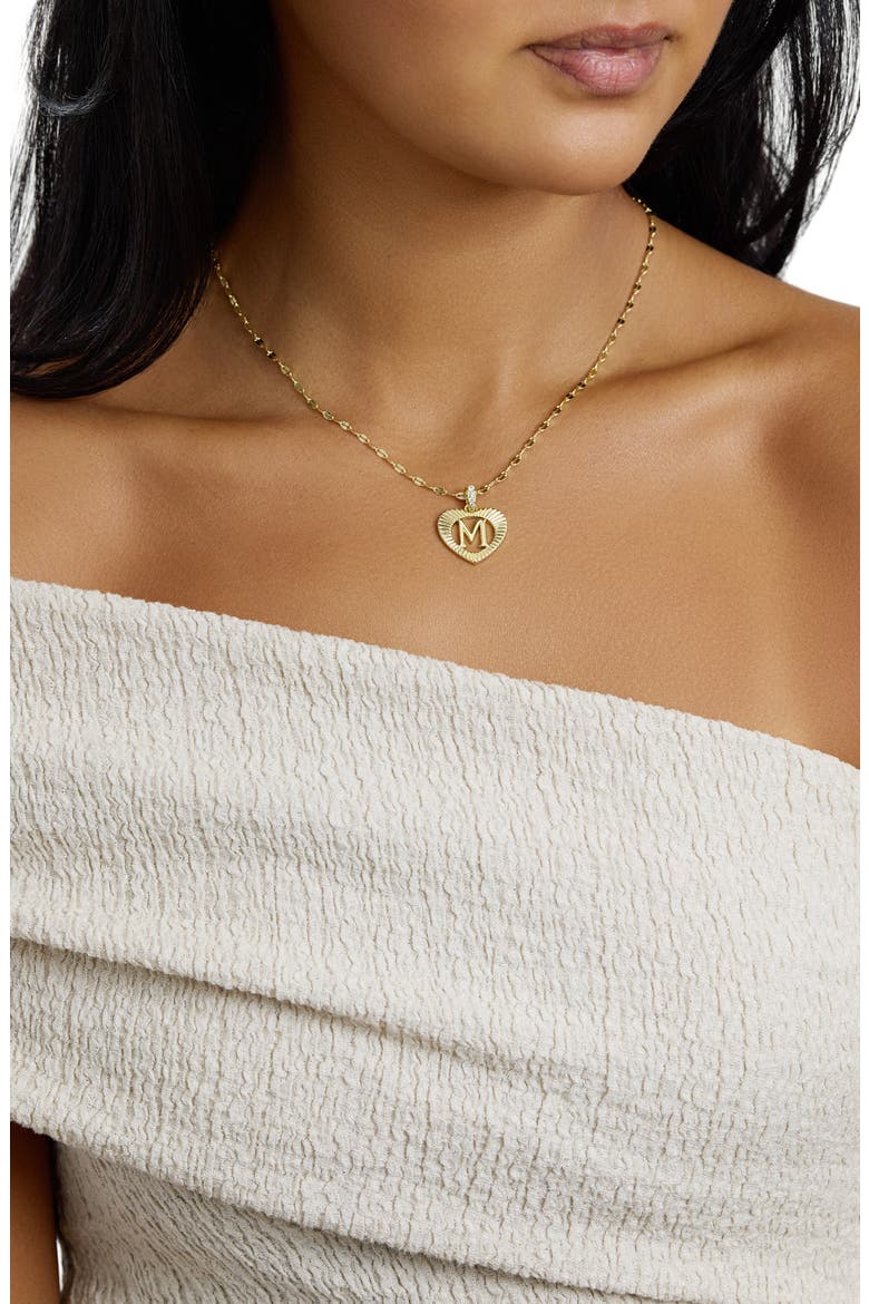 Modern Muse Love Initial Necklace, Alternate, color, GOLD M