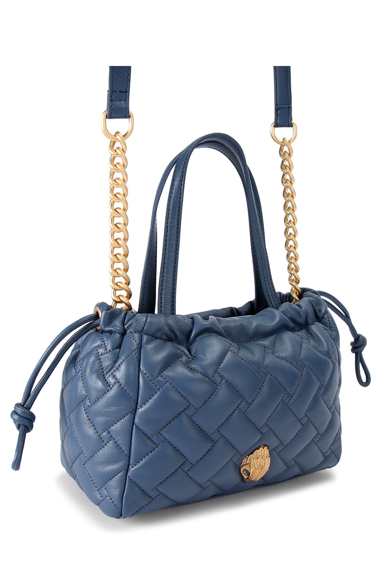 Kurt Geiger London Small Kensington String Quilted Leather Tote, Alternate, color, Open Blue