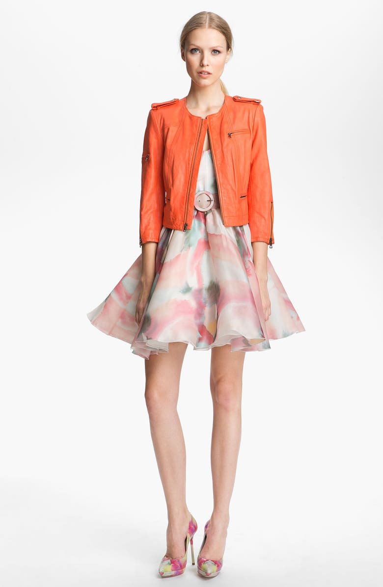 Alice + Olivia Belted Print Bustier Dress, Alternate, color, 