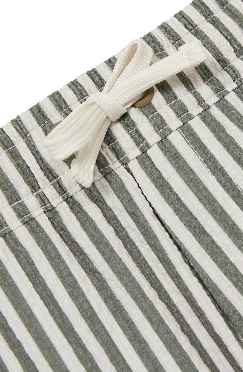 Reiss Kids' Bay Seersucker Striped Swim Shorts, Alternate, color, Sage/ White