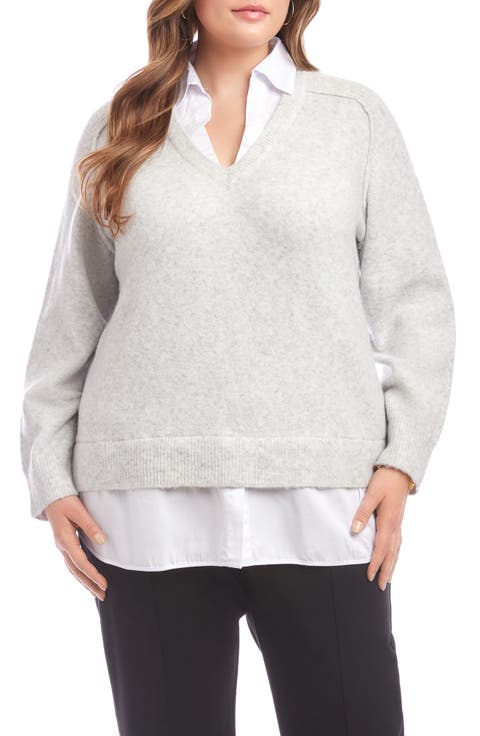Mixed Media Layered Sweater (Plus)