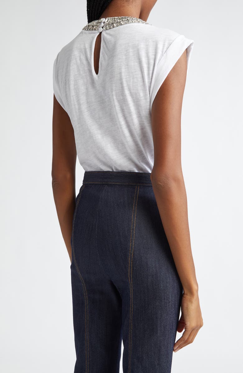 Cinq à Sept Bella Rhinestone Detail Cotton Top, Alternate, color, White