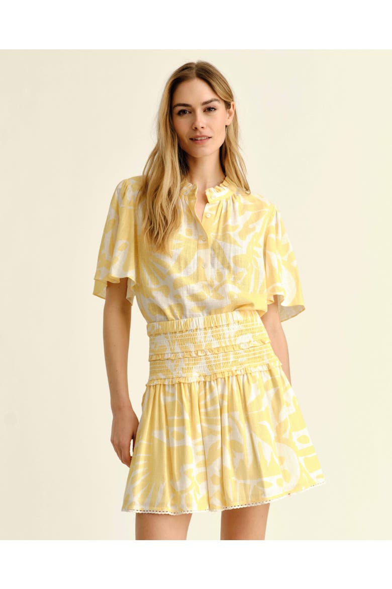 Emery Printed Linen Top, Alternate, color, Banana