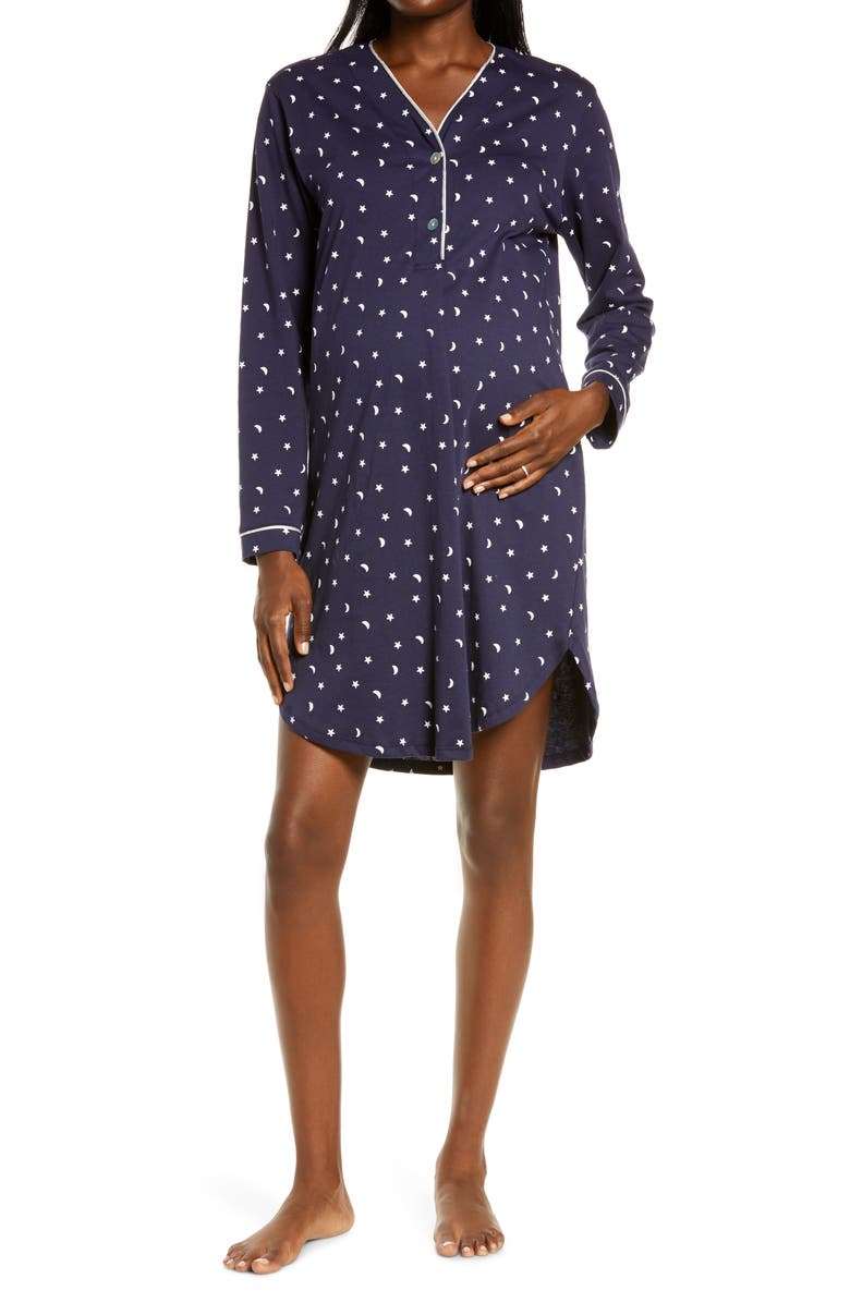 Belabumbum Starry Night Maternity/Nursing Nightshirt, Main, color,