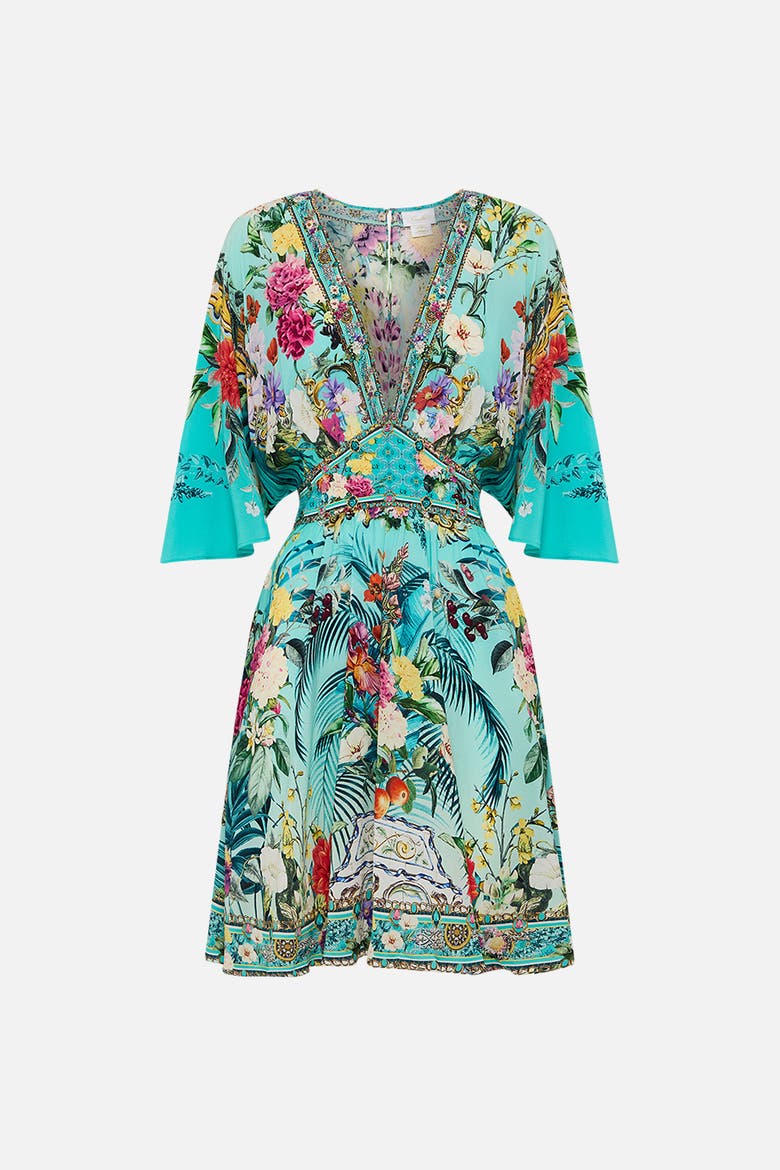 Short Waisted Dress Gardens Of Queluz, Alternate, color, Gardens Of Queluz