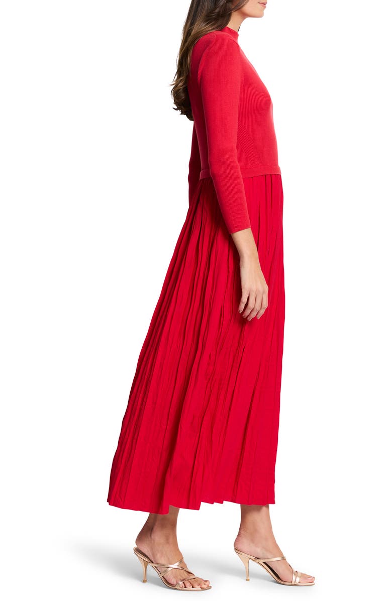 NIC+ZOE Kira Long Sleeve Knit & Woven Dress, Alternate, color, Amaryllis