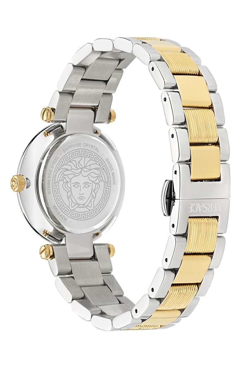 Versace Reve Bracelet Watch, 35mm, Alternate, color, Two Tone Green