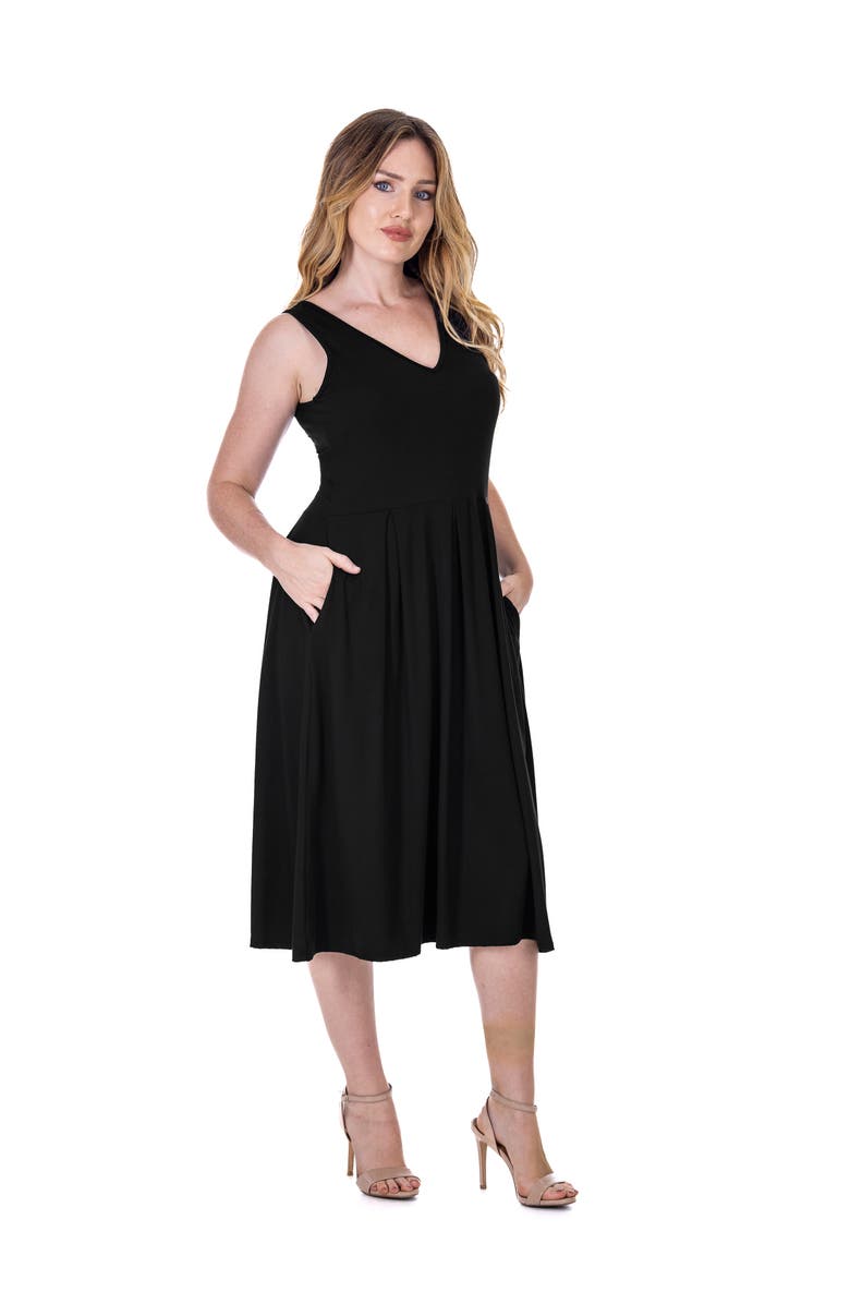 24seven Comfort Apparel V-Neck Sleeveless Maxi Dress with Belt, Alternate, color, Black