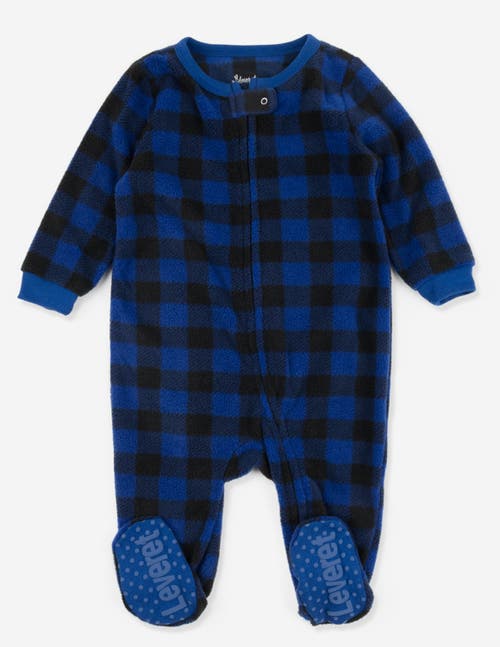 Leveret Kids Fleece Footed Printed Holiday Pajamas In Blue