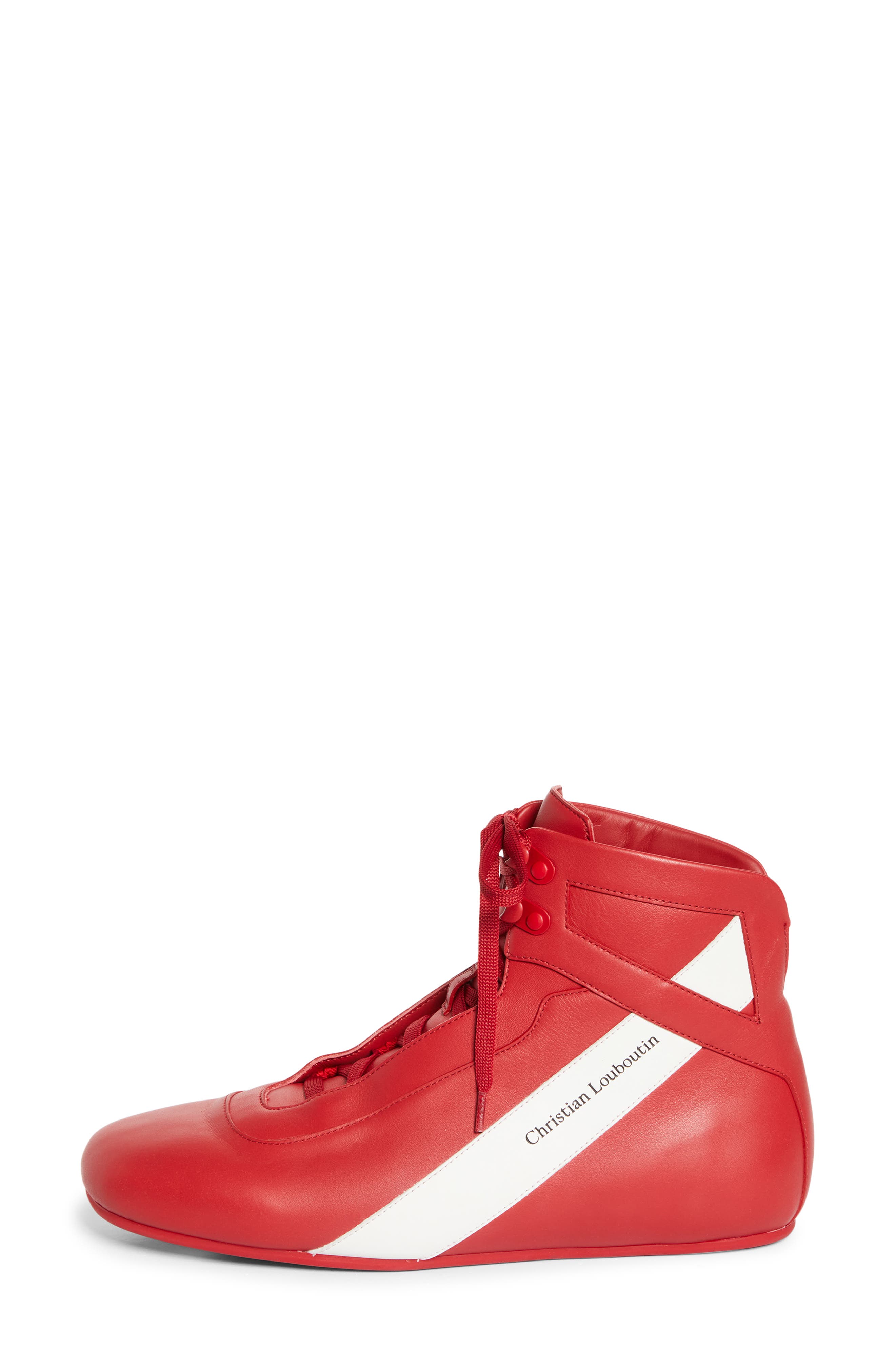 The Butterfly High Top Leather Sneaker, Alternate, color, T475-LOUBI/ WHITE
