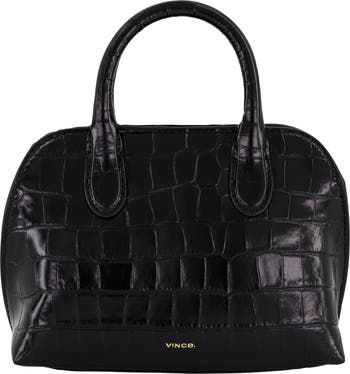 Mini Delphine Croc Embossed Leather Top Handle Bag