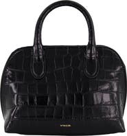 Vince Mini Delphine Croc Embossed Leather Top Handle Bag