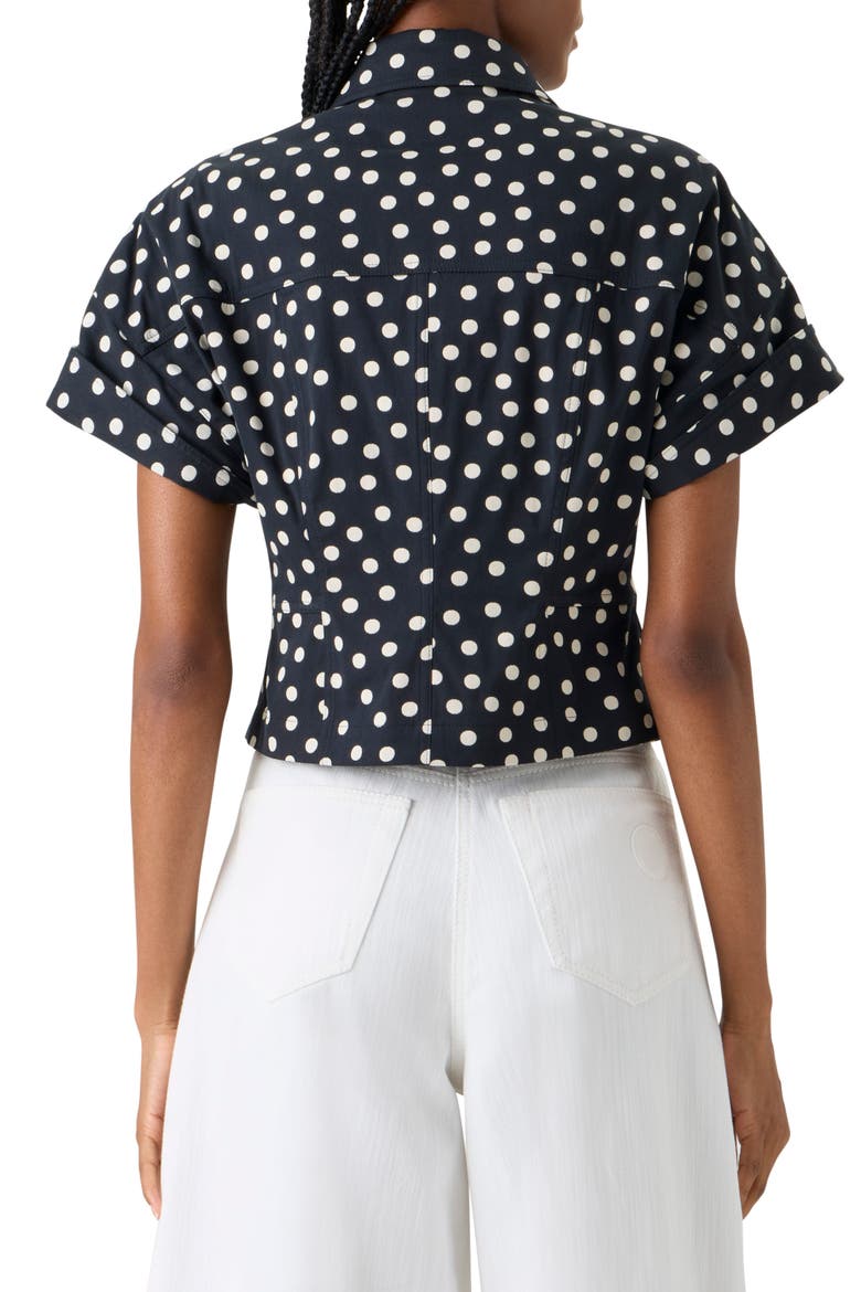 Polka Dot Jacquard Fitted Jacket, Alternate, color, BLACK-CREAM