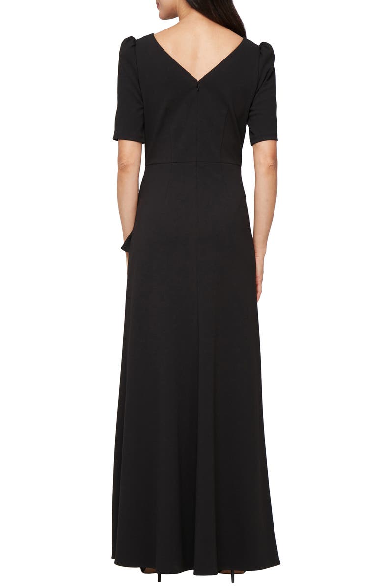 Alex Evenings Embellished Neck A-Line Gown, Alternate, color, Black