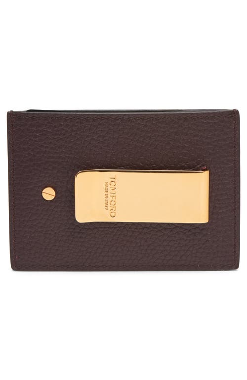 Tom Ford T-line Soft Grain Leather Card Holder In Brown