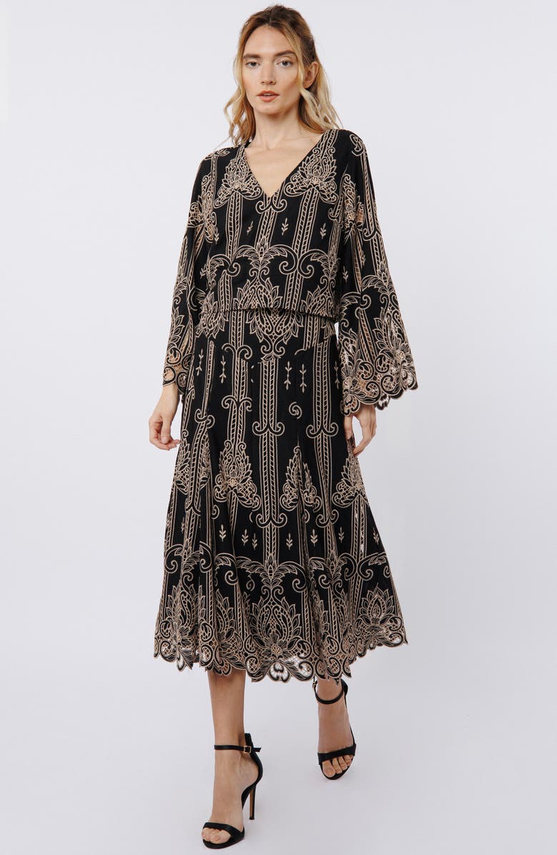 CIEBON Beck Embroidered Top, Alternate, color, Black/ Taupe