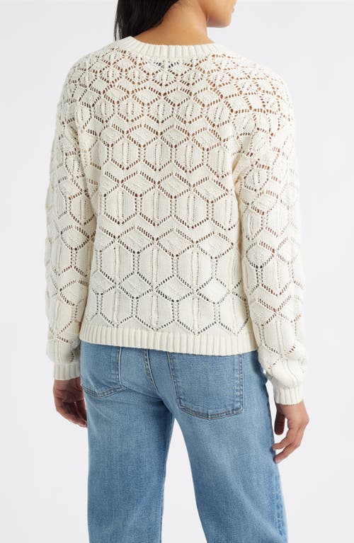 City Blues Distressed Wash Openwork Sweater In Neutral