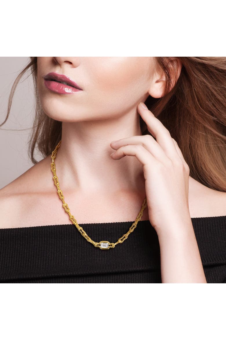 2 CTW Lab-Grown Diamond Link Necklace 18k Vermeil, Alternate, color, Yellow-Plated