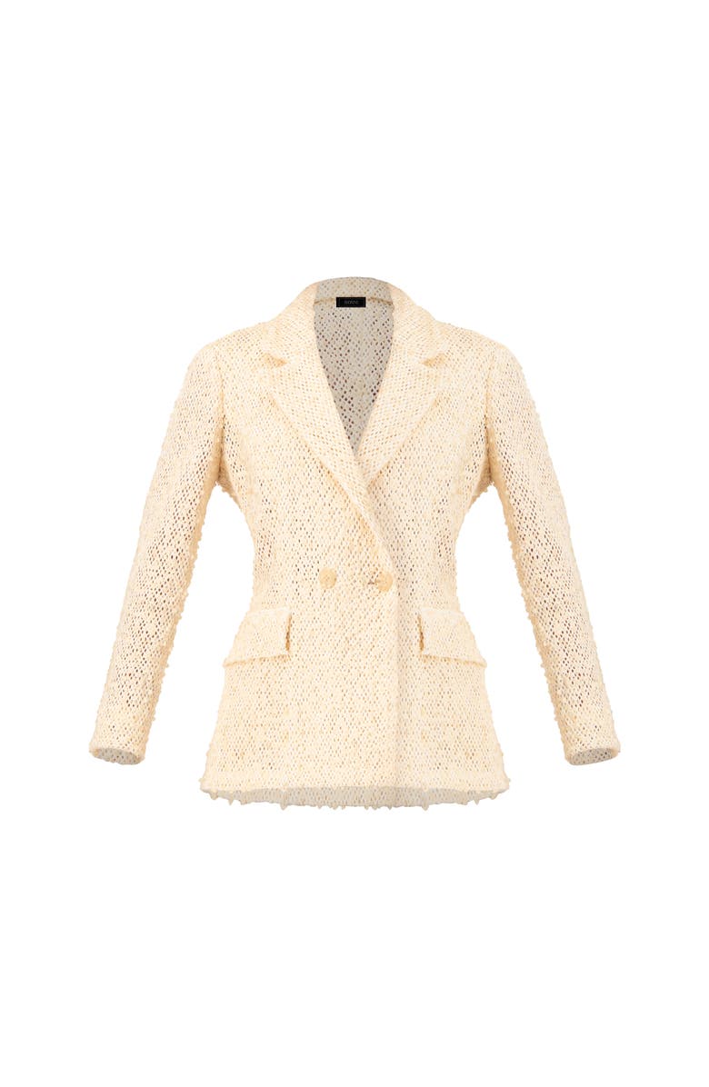 IVONNE Textured sequin see-through blazer with tailored silhouette, Alternate, color, Natural