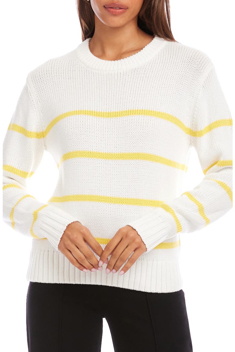 Stripe Crewneck Sweater, Main, color, OFF WHITE/ YELLOW
