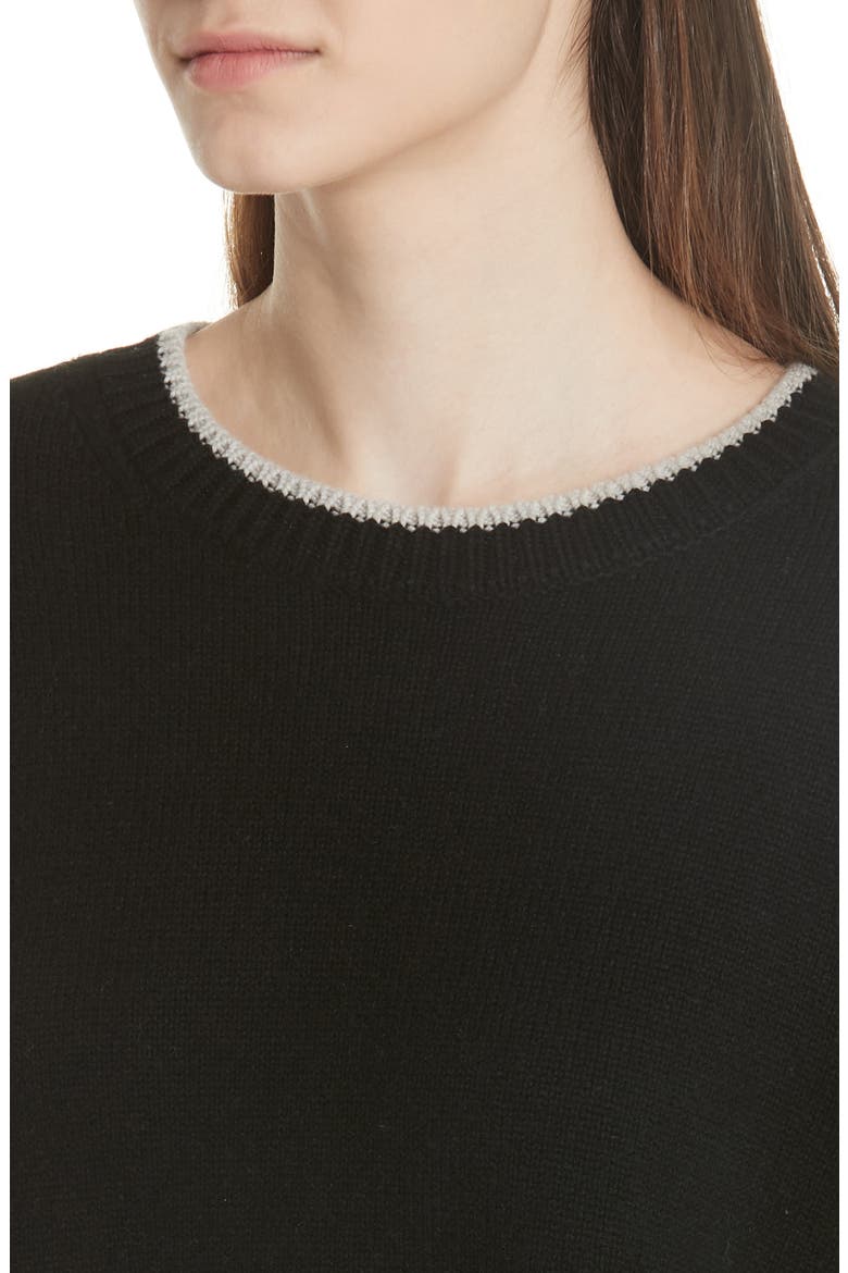 Wool & Cashmere Tipped Sweater, Alternate, color, BLACK/ CHAMPAGNE