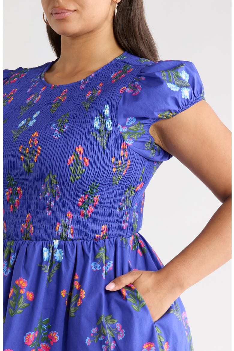 Clemen Floral Print Minidress, Alternate, color, NAVY