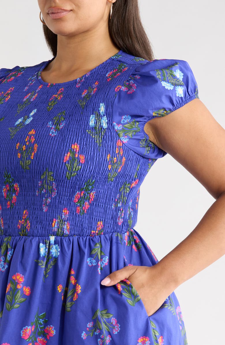 SUGARLIPS Clemen Floral Print Minidress, Alternate, color, Navy