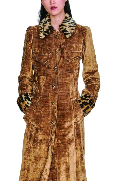 Anna Sui Velour Coat In Brown