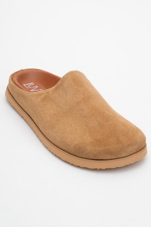 Forever & Always Shoes Space Suede Leather Slide Sandal In Brown