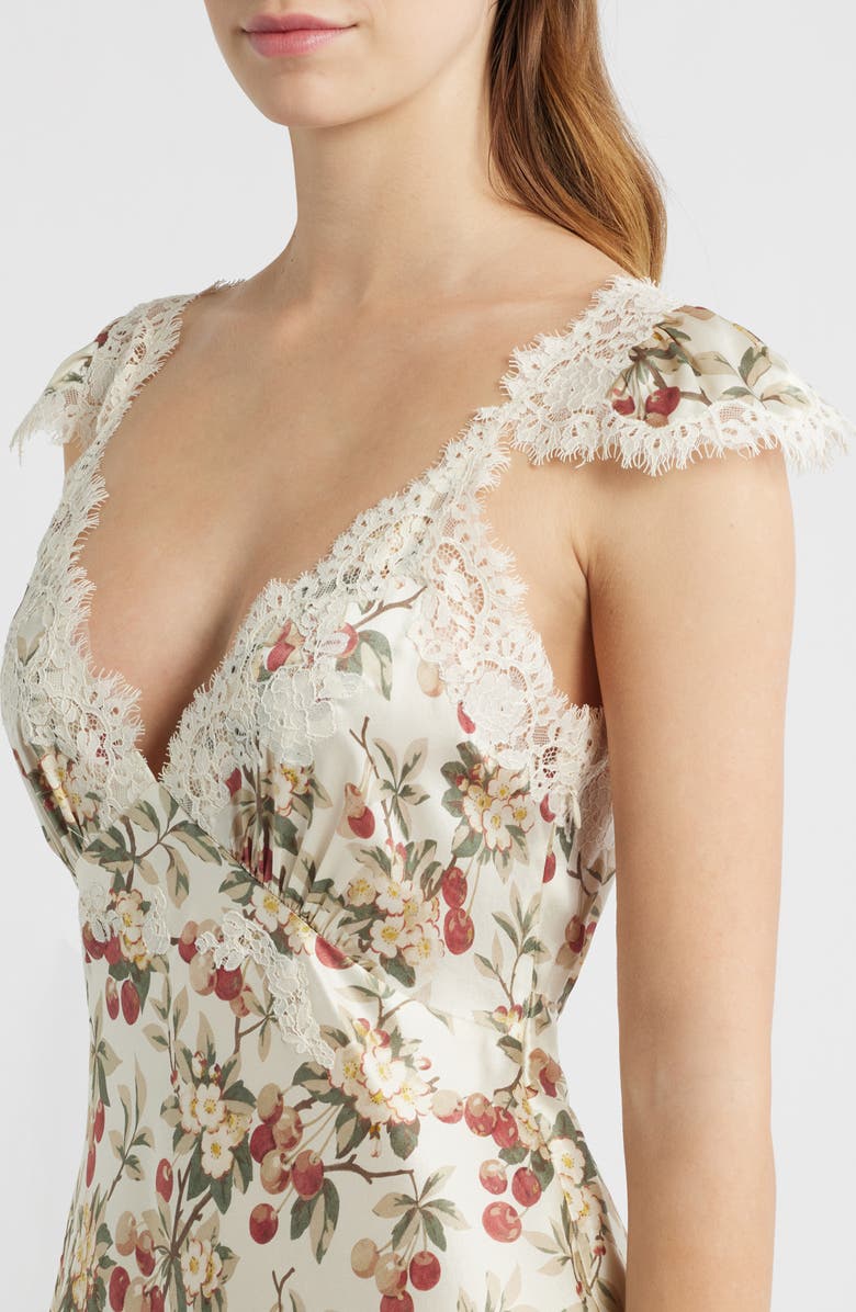 DÔEN Fiona Floral Silk Maxi Dress, Alternate, color, Cerise Et Fleur