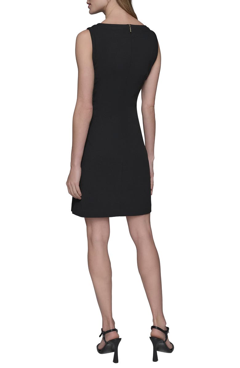 KARL LAGERFELD Flower Button Scuba Crepe Sheath Dress, Alternate, color, Black