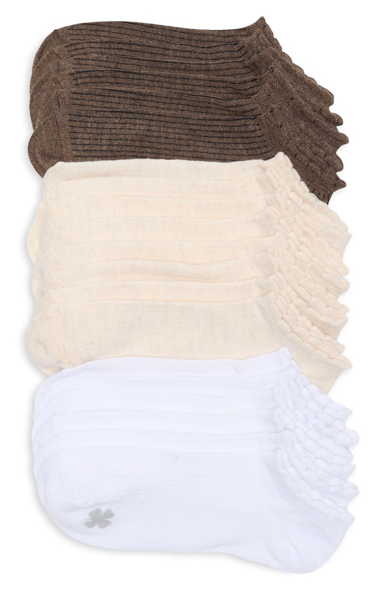 Lucky Brand 10-Pack Scallop No-Show Socks, Main, color, Oatmeal Heather