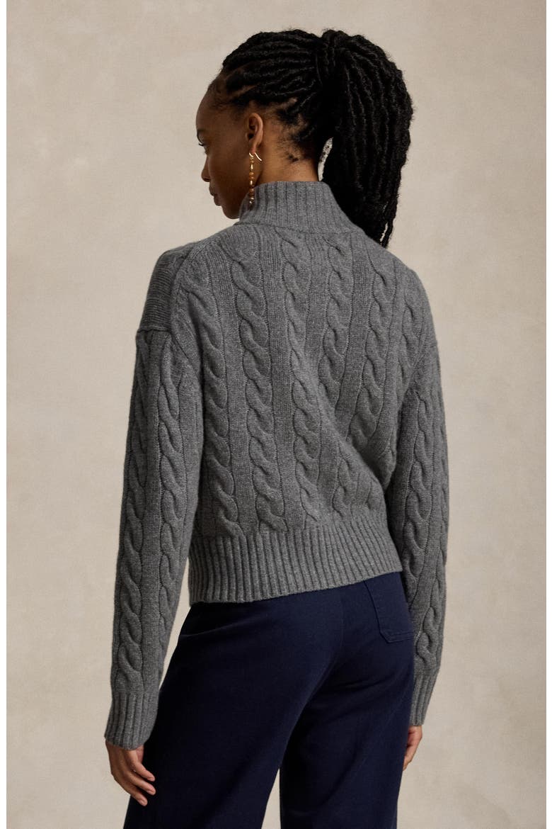 Quarter Zip Wool & Cashmere Sweater, Alternate, color, GREY