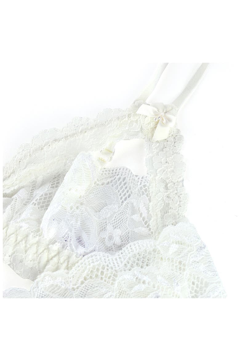 Honeymoon Lace Bra & Crotchless Thong Set, Alternate, color, LIGHT IVORY