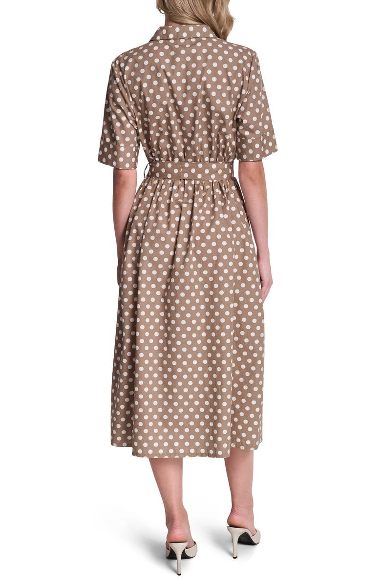 DKNY Tie Waist Shirtdress, Alternate, color, Cappucino/ Ivory