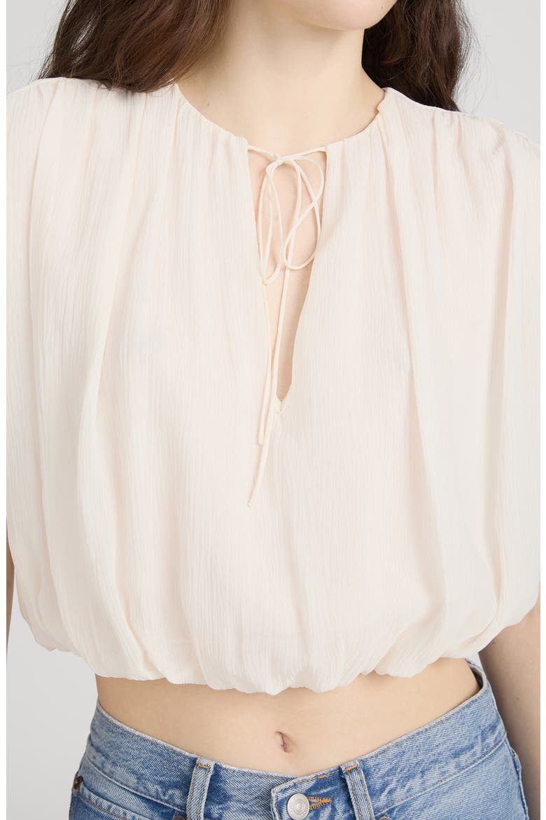 The Wave Tie Neck Silk Top, Alternate, color, CREAM
