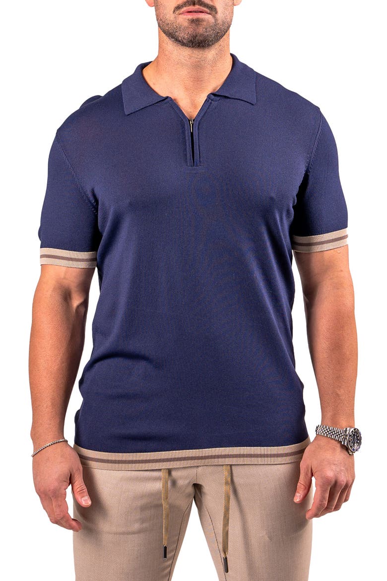 Quarter Zip Polo, Main, color, BLUE