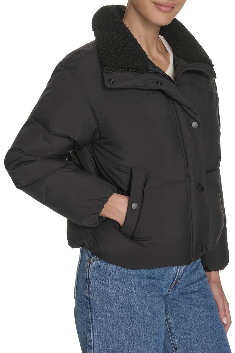 Western Puffer Jacket, Alternate, color, BLACK