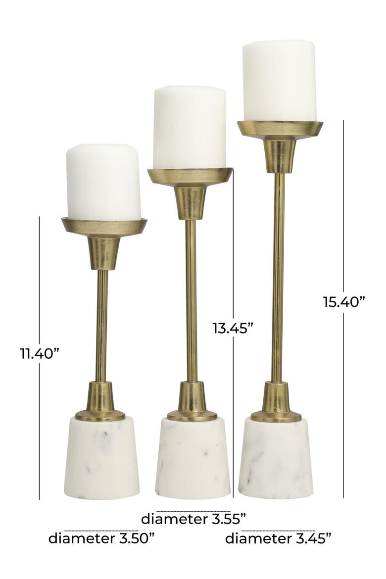 Set of 3 Modern Candleholders, Alternate, color, GOLD