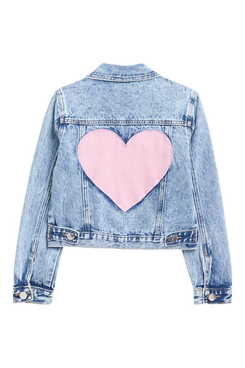 Kids' Heart Patch Acid Wash Denim Jacket, Alternate, color, ACID WASH