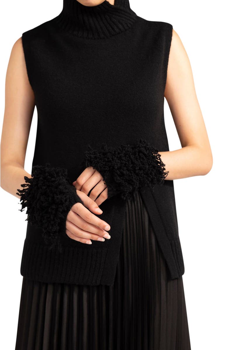 GOBI Mongolian Cashmere Loop-Stitch Cashmere Fingerless Gloves, Alternate, color,
