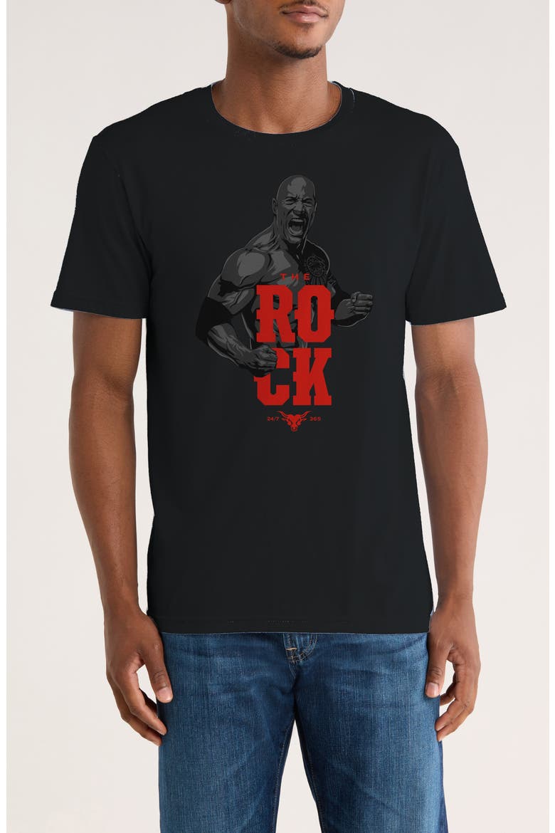 WWE Rock Graphic T-Shirt, Main, color, BLACK