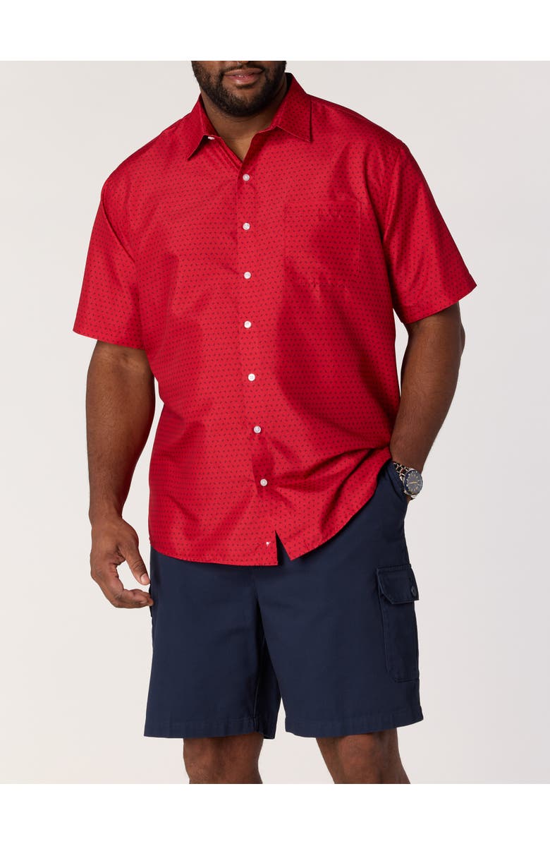 Harbor Bay by DXL Big & Tall Geometric Print Microfiber Sport Shirt, Alternate, color, Savvy Red