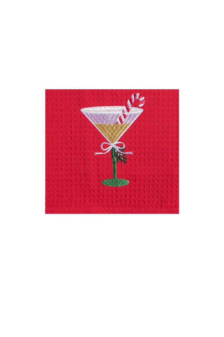 Martini's & Mistletoe Towel, Alternate, color, red