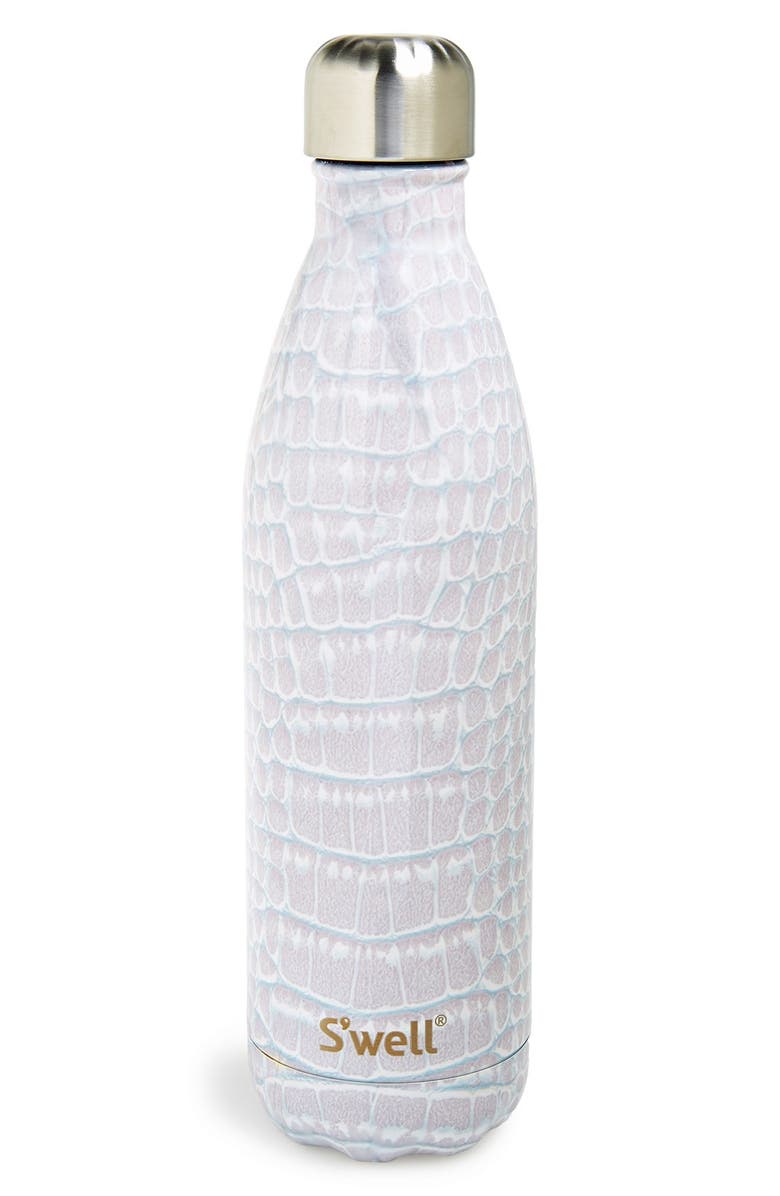 S'well 'Blanc Crocodile' Stainless Steel Water Bottle, Main, color, 