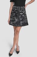 DKNY Front Zip Abstract Jacquard Miniskirt